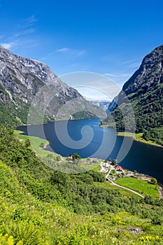 View to the famous Naeroyfjord in Norway