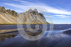 View to the famous Vestrahorn and Stokksnes