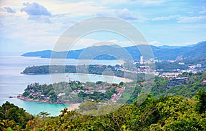 View to the few beaches of Phuket from high viewpoint