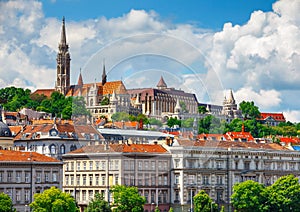 View to fishermans bastion in Budapest city