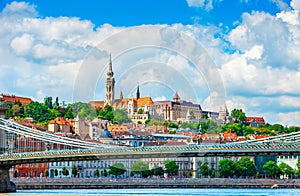 View to fishermans bastion in Budapest city