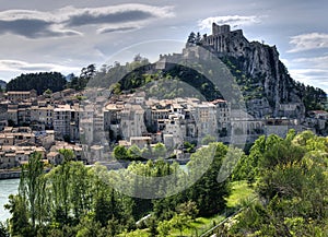 View To The Fortress Of Sisteron High Above The Old Town At The River Durance In France