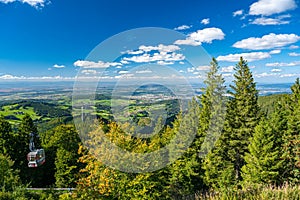 View to Freiburg im Breisgau and Kaiserstuhl mountain from the top of the Schauinsland mountain 1,284 m in the Black Forest