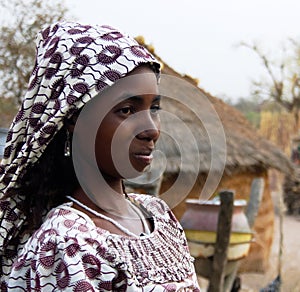 View to fulbe aka fulani tribe woman near Tchamba , Cameroon