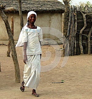 View to fulbe aka fulani tribe woman near Tchamba , Cameroon