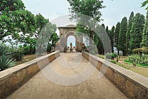 View to the garden at the villa in Ravello. Italy.