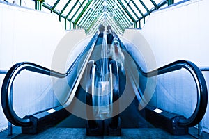 View to gray escalator