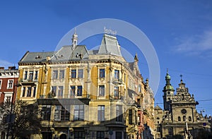 View to the Greek Catholic Church of St. Andrews (Bernardine Church) and monastery, Lviv, Ukraine