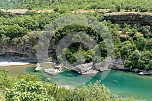 View to the green river in Montenegro