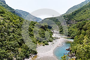 View to the green river in Montenegro