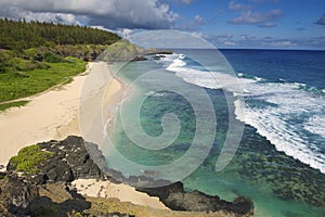 View to the Gris-Gris sandy beach, Mauritius.