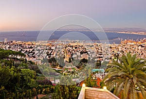 View to Haifa in Israel during sunset