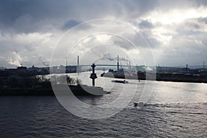 View to Hamburg port from Docklands