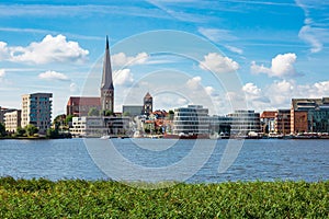 View to the hanseatic town Rostock, Germany