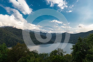 View to highland lake Goygol in Azerbaijan