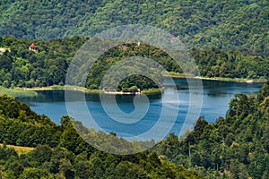 View to highland lake Goygol in Azerbaijan