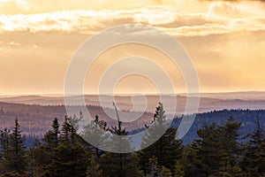 View to hills in autumn Lapland