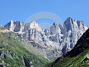 View to the Hinter Selbsanft peak in mountain mass Glarus Alps photo