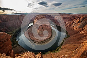 A view to Horseshoe bend landmark near Page city in Arizona, USA