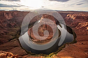 A view to Horseshoe bend landmark near Page city in Arizona, USA