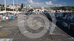View to Horta pier in harbour. Faial island, Azores, Portugal