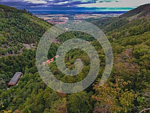 View to Ilsenburg town from Ilsenstein viewpoint, at Harz Mountains National Park, Germany