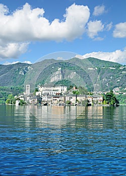 View to Isola San Giulio,Lake Orta,Piedmont,Italy