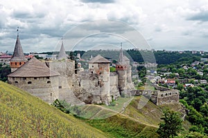 View to Kamianets-Podilskyi castle in Ukraine