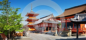 View to Kiyomizu-dera Temple complex with Pagoda in Kyoto, Japan