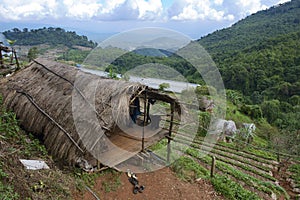 View to Kok hill tribe village and Doi Ang Khang Royal agricultural station, Chiang Mai province, Thailand.