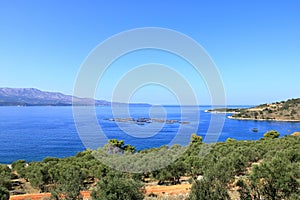 View to Korfu from the coast of Ionian Sea in Albania near Saranda