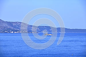 View to Korfu from the coast of Ionian Sea in Albania near Saranda