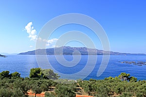 View to Korfu from the coast of Ionian Sea in Albania near Saranda