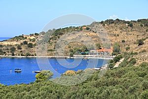 View to Korfu from the coast of Ionian Sea in Albania near Saranda