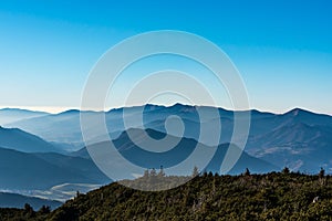 View to Krivanska Mala Fatra from Velky Choc hill in Chocske vrchy mountains in Slovakia