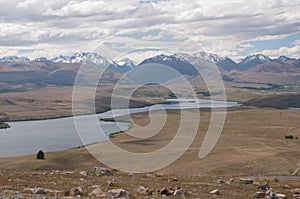 View to lake Alexandrina from Mt John Observatory