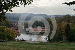 View to the lake called Gondelteich in the village Neustadt