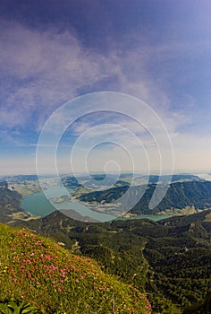 View To Lake Mondsee From Schafbergspitze 1.783 In The Morning