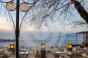 View to the lake Pamvotis in Ioannina city, Greece