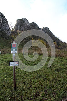 View to Lednicke Bradlo near Ruins of Lednica castle, west Slovakia