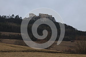 View to Lietava castle in Sulov mountains