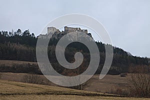 View to Lietava castle in Sulov mountains