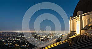 View to Los Angeles Downtown at night from Griffith Observatory.