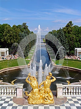 View to lower garden. samson canal. peterhoff