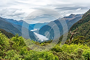 View to magnificent Doubtful Sound from a lookout, New Zealand