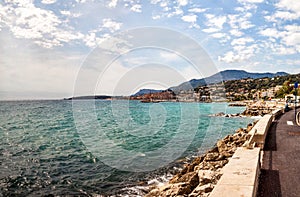 View to Menton on French Riviera, Cote d`Azur, France