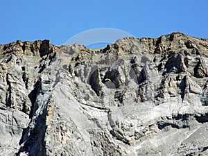 View to the Mittler Selbsanft Plattas Alvas peak in mountain mass Glarus Alps