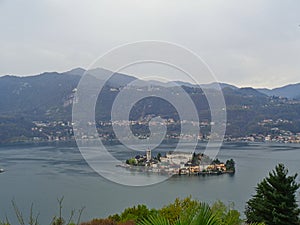 view to a monastery on an island