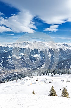View to Montafon valley from Golm ski resort