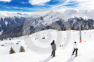 View to Montafon valley from Golm ski resort, Austria